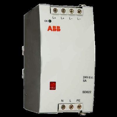 ABB SD822 3BSC610038R1 Power Supply with 3-20A Selectable Output Current IEC 61508-SIL2/SIL3 Rated and Wide Input Range